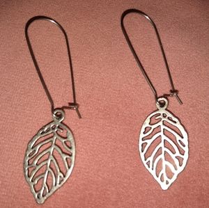 Handmade Leaf Earrings Stainless Steel Big Wires Leaves Botanical Charms New
